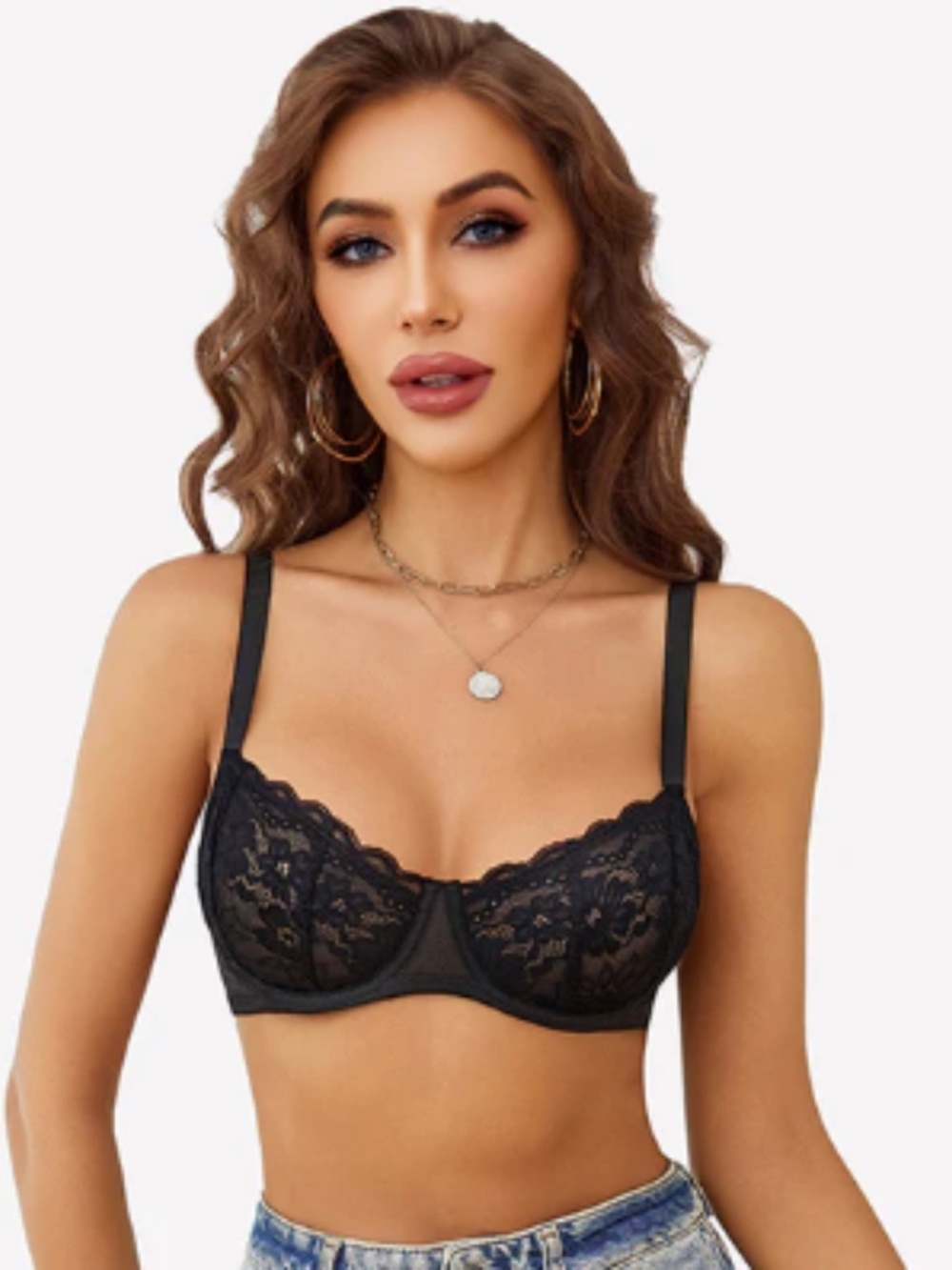 Sheer Black Lace Bra - Small - Brand New with Tags
